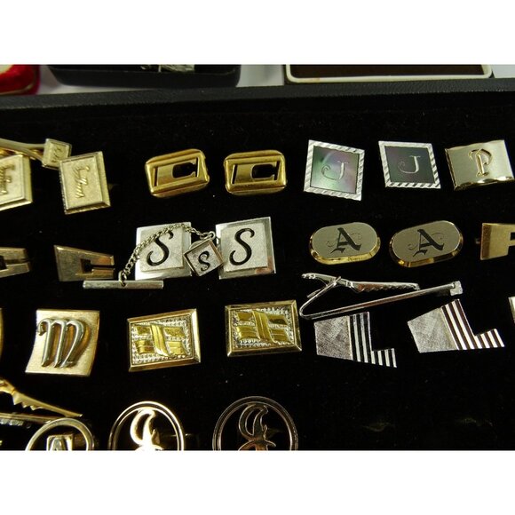 Huge Lot of Cufflinks 30 Pairs Vintage and Designer Cuff Links w Tray - Picture 8 of 9